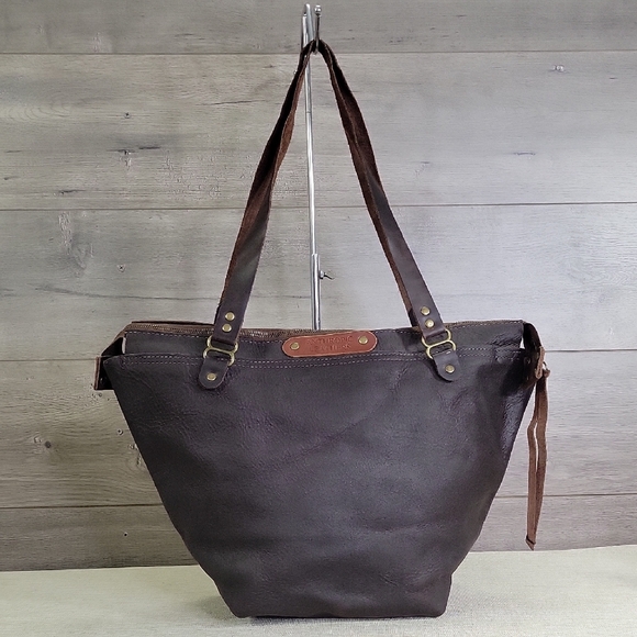 Anthropic Leathers Dark Brown Leather Tote Bag - Picture 1 of 13